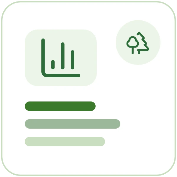 A bar chart beside trees