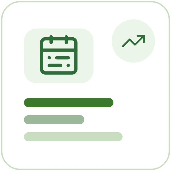 A planning calendar beside a rising trend