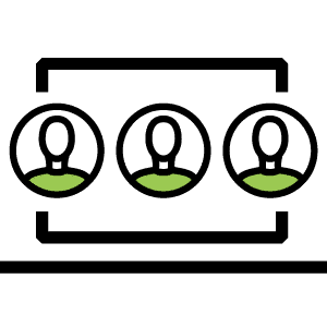 three people icons on top of a computer screen