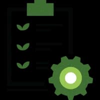 clipboard with plants listed with a settings icon next to it