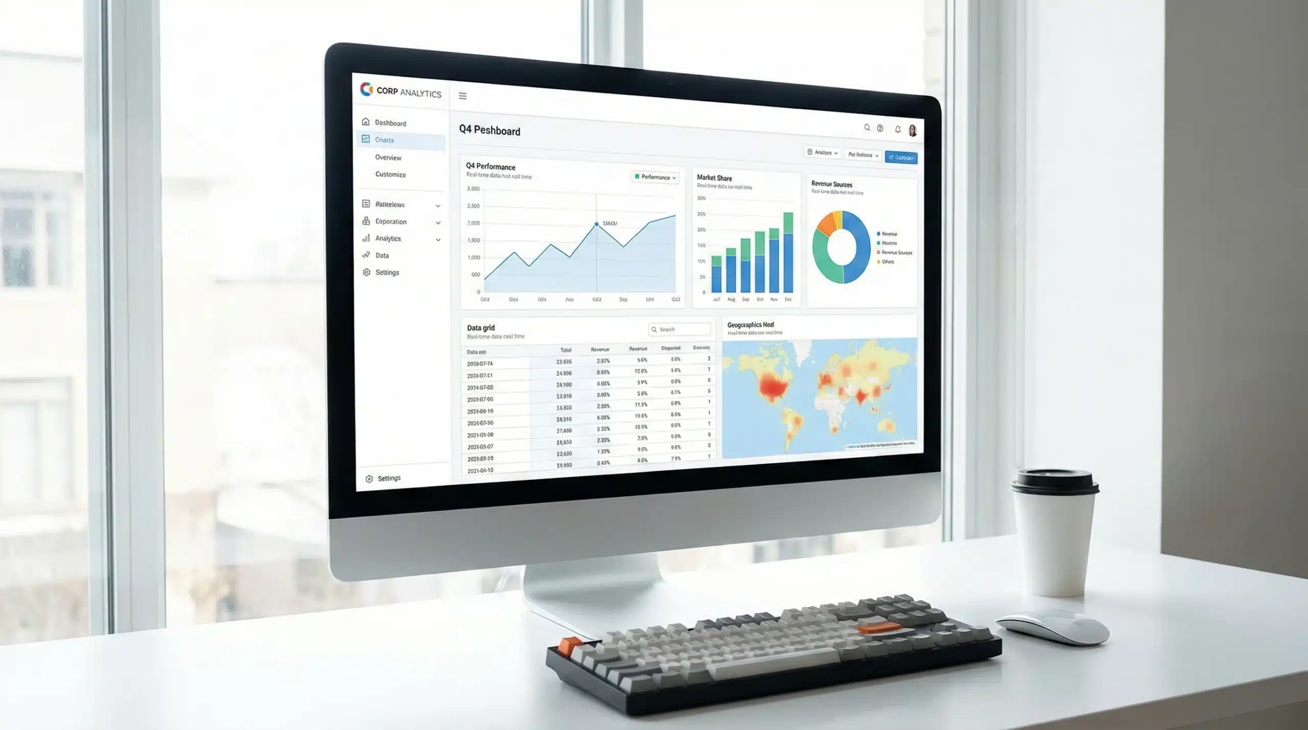 A computer screen displaying a software interface with various charts and graphs
