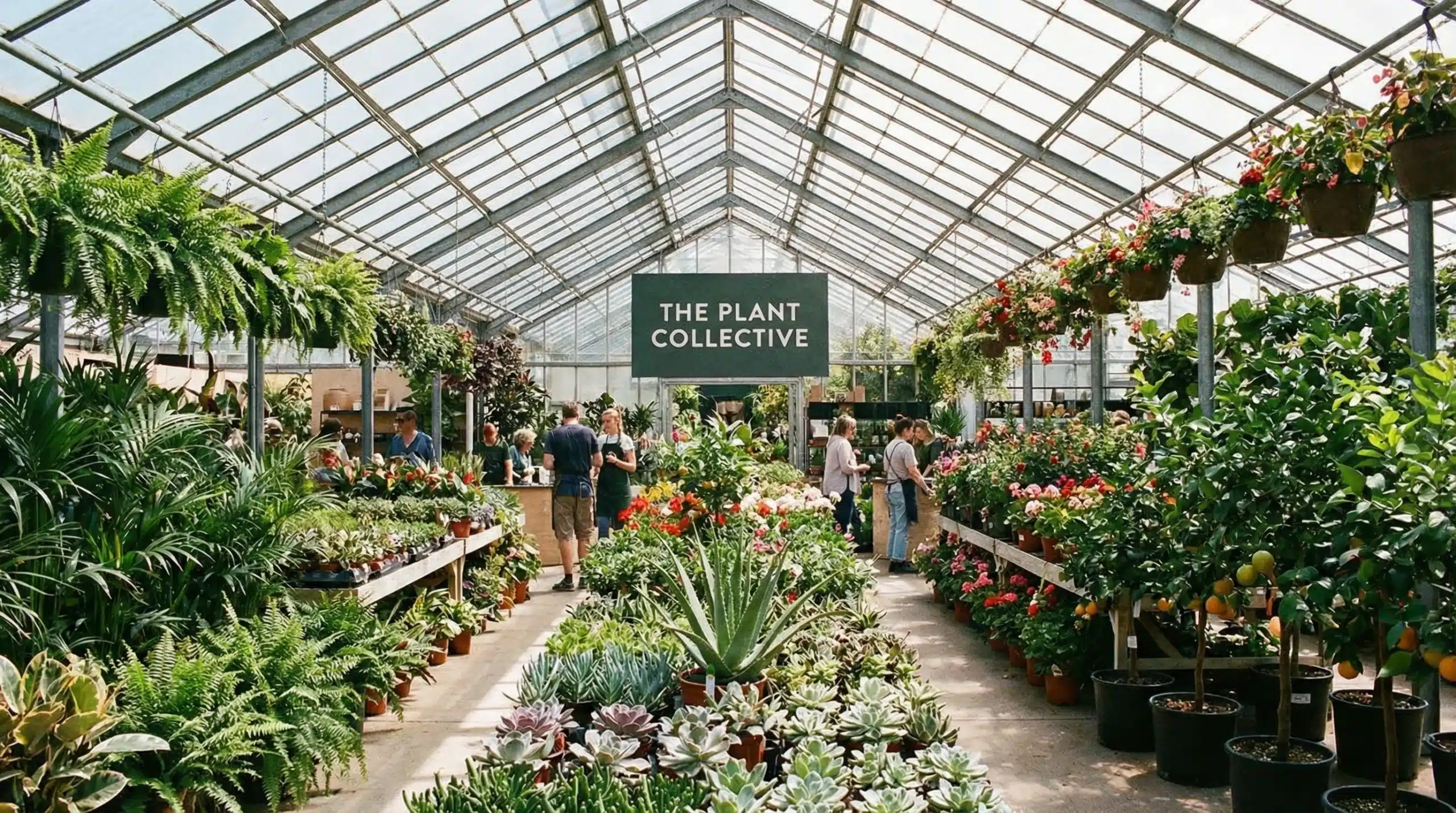 A vibrant plant nursery with various types of plants