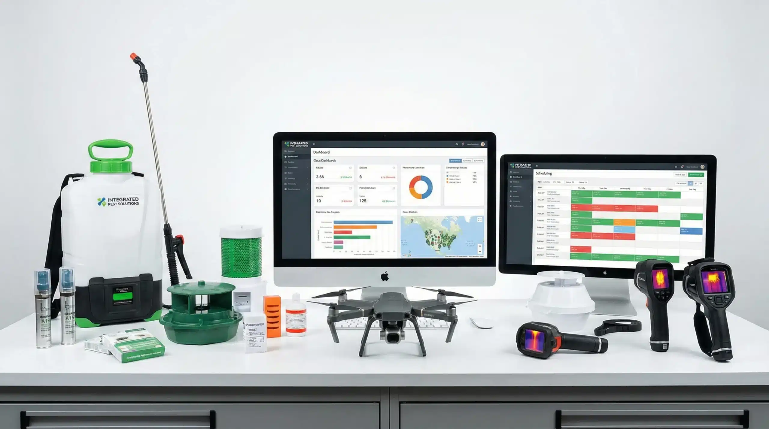 An array of pest management tools and software interfaces