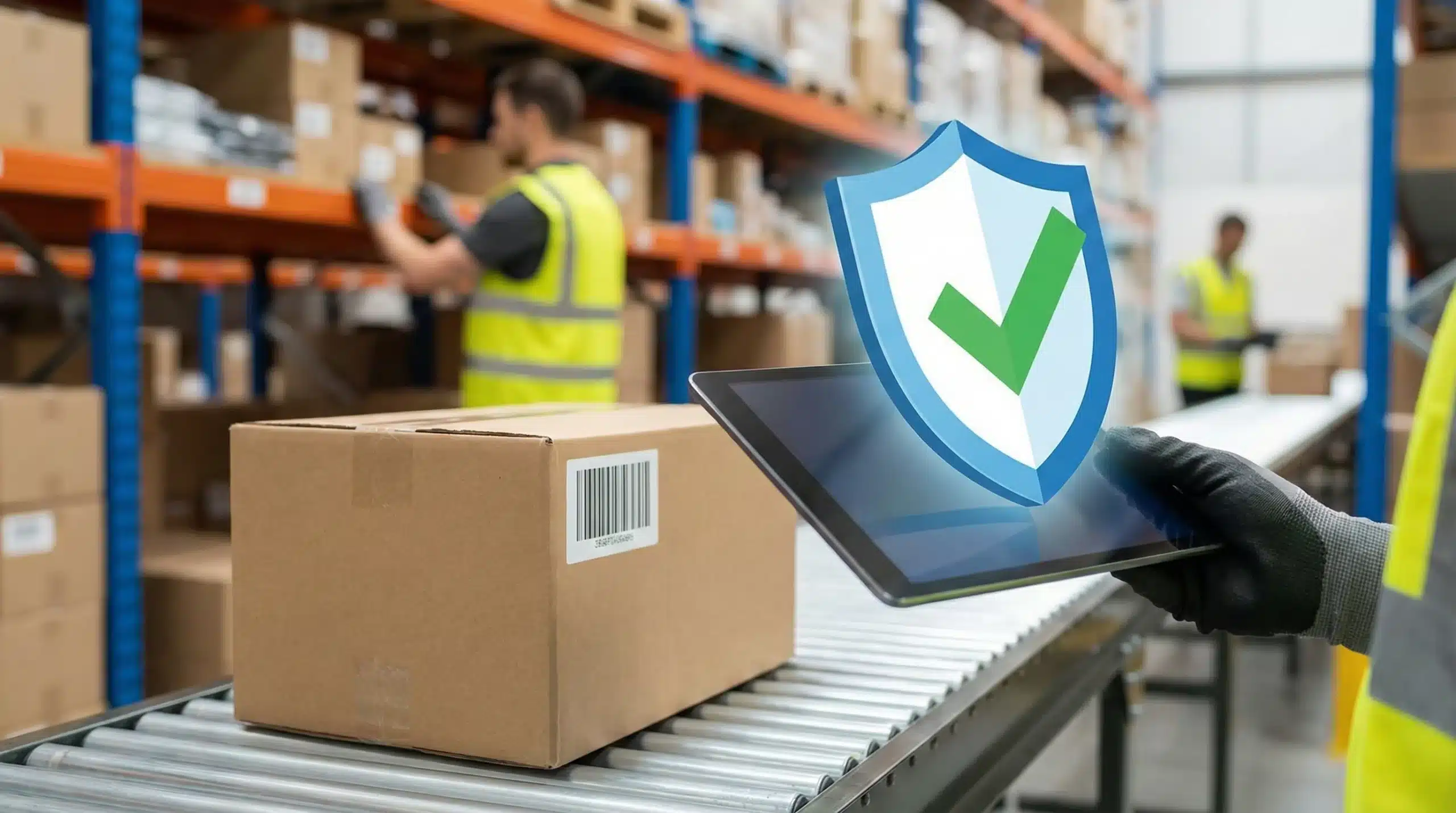 order picking accuracy check mark shield near box