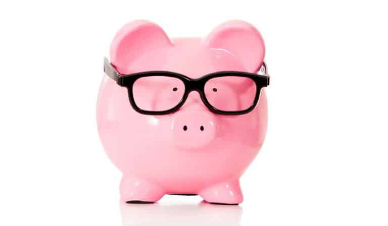 piggy bank with glasses