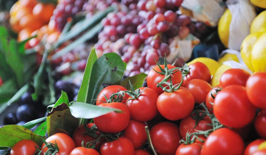 fresh healthy organic food fruits and vegetables at market