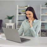 woman using laptop for training