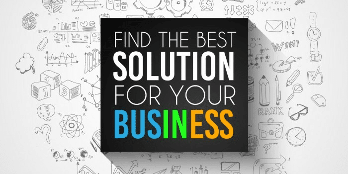 wording find the best solution for your business in black and white with business in color