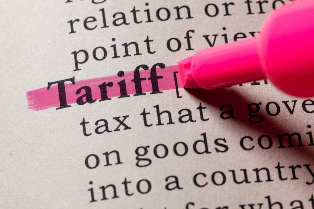 dictionary definition of tariff