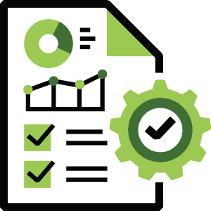 paper with charts and graphs and a checkmark icon