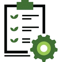 Production Planning Data Analysis-01 clipboard with plants listed with a settings icon next to it