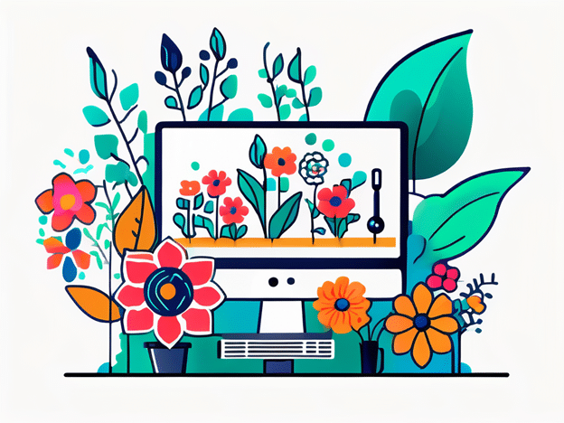Screen with flowers and plants