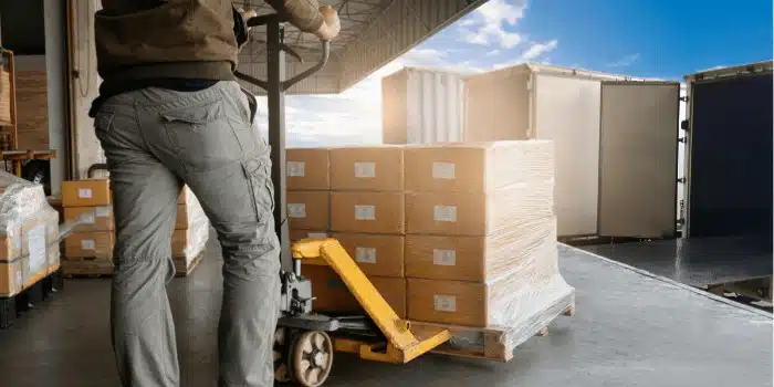 loading a pallet onto a truck