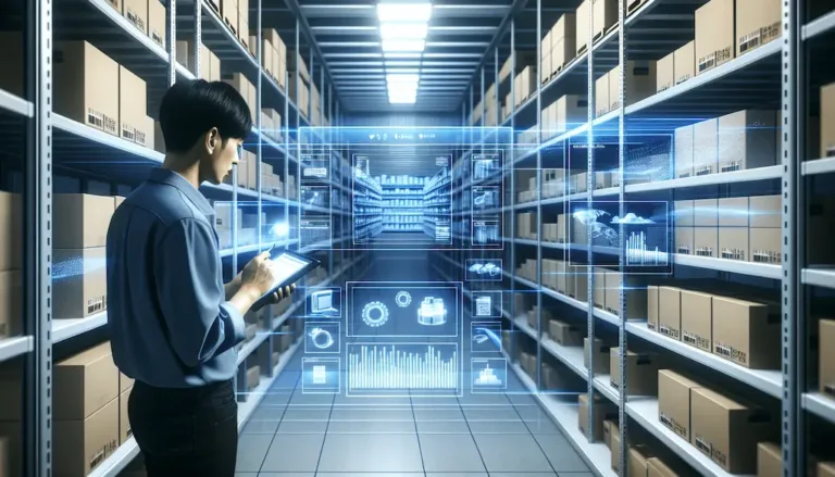 warehouse professional using inventory tracking software