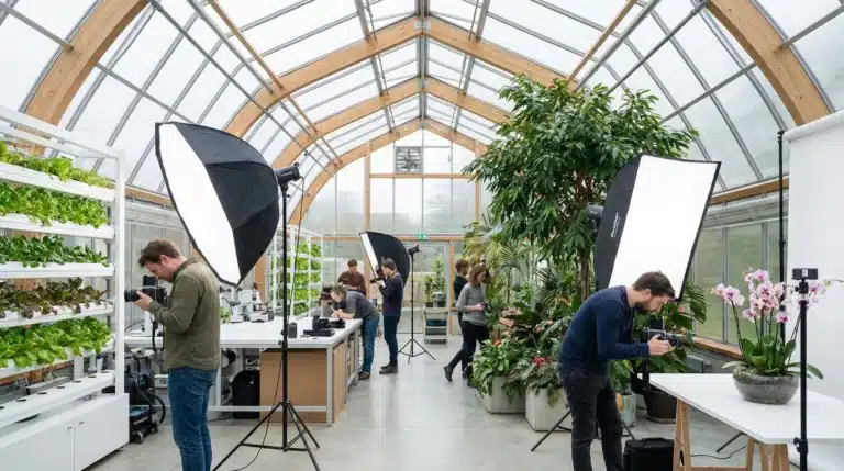 An advanced greenhouse filled with diverse