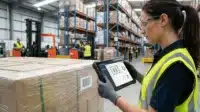warehouse professional using inventory tracking software