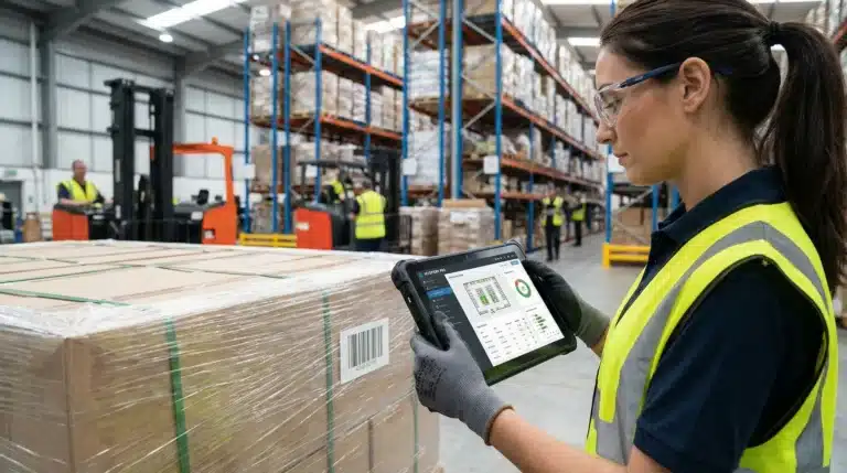 warehouse professional using inventory tracking software