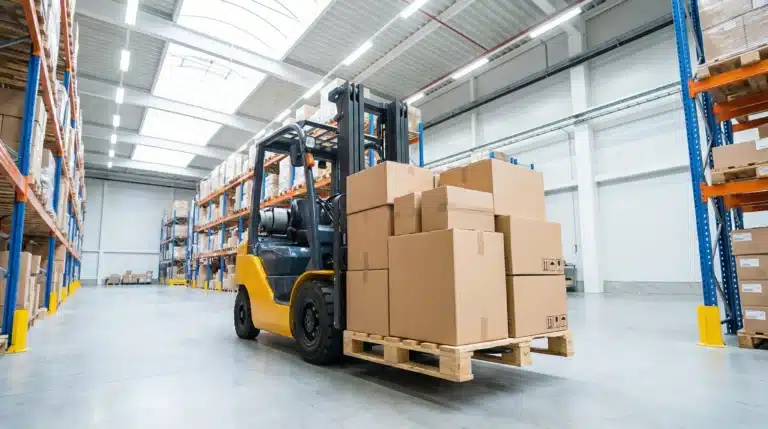 boxes on forklift
