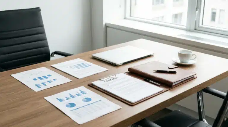 business documents on office table
