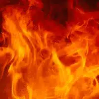 Intense orange and red flames representing warehouse fire security threats