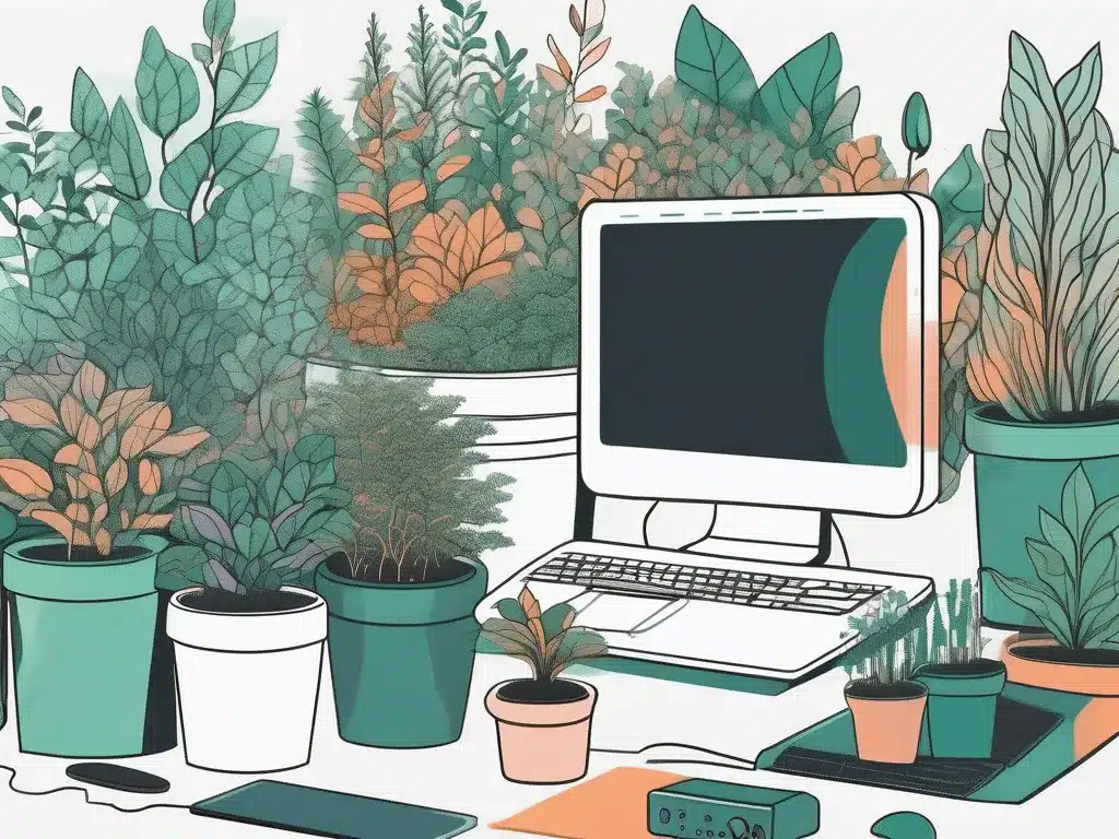 A variety of vibrant nursery plants growing healthily on a computer screen