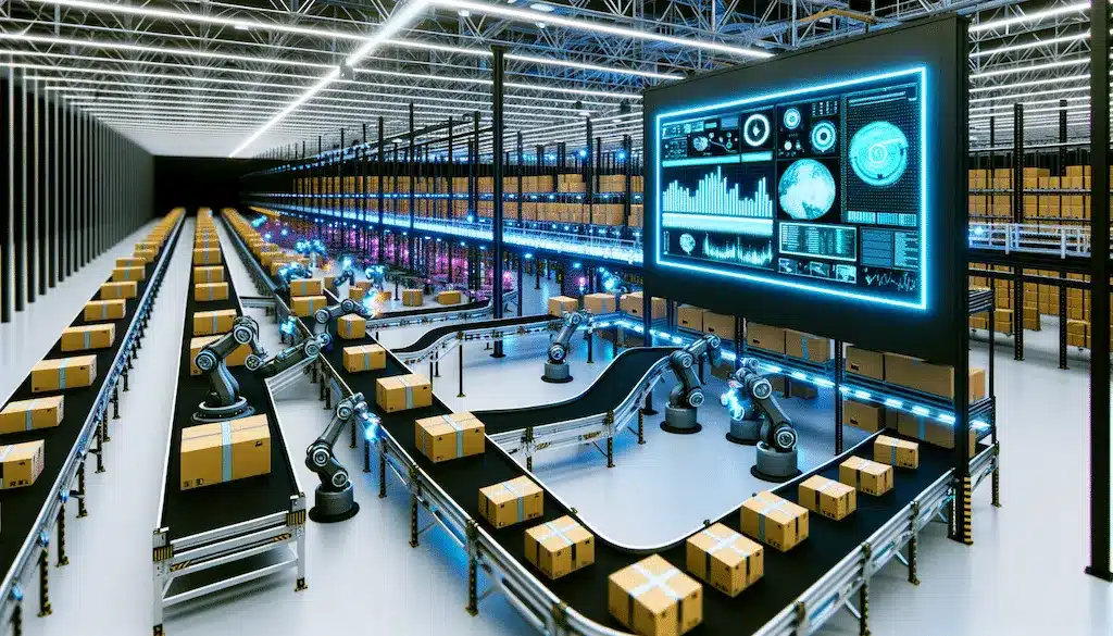 conveyors and robots in warehouse real estate setting