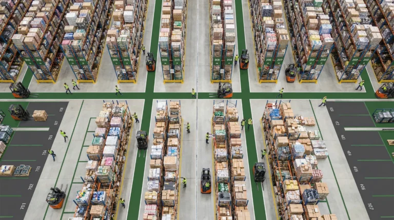 Aerial view of 3PL warehouse operations