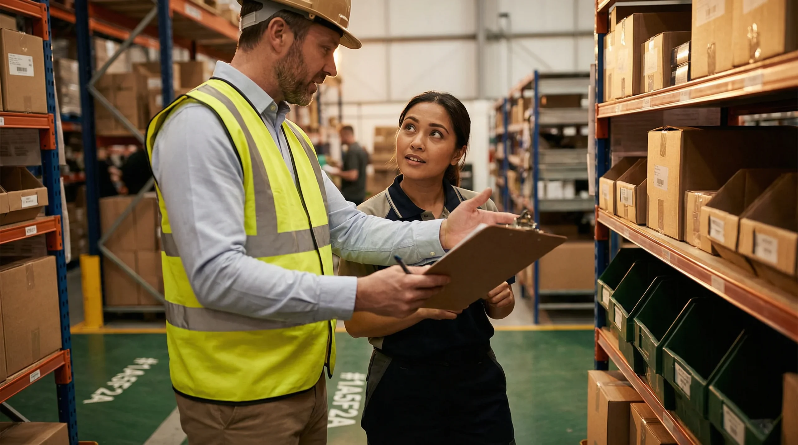Supervisor and worker at picking station