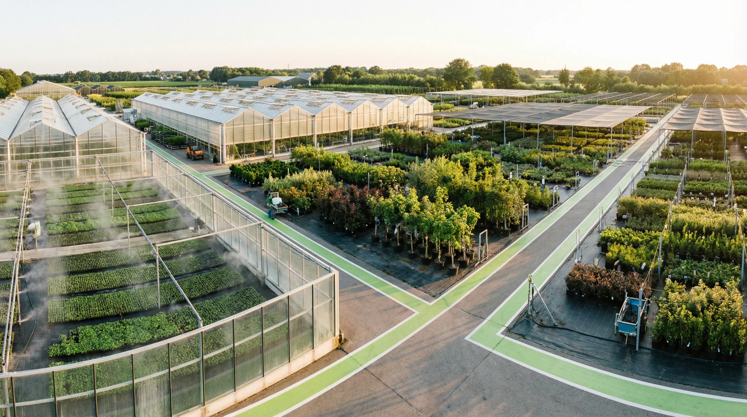Panoramic view of nursery production facility