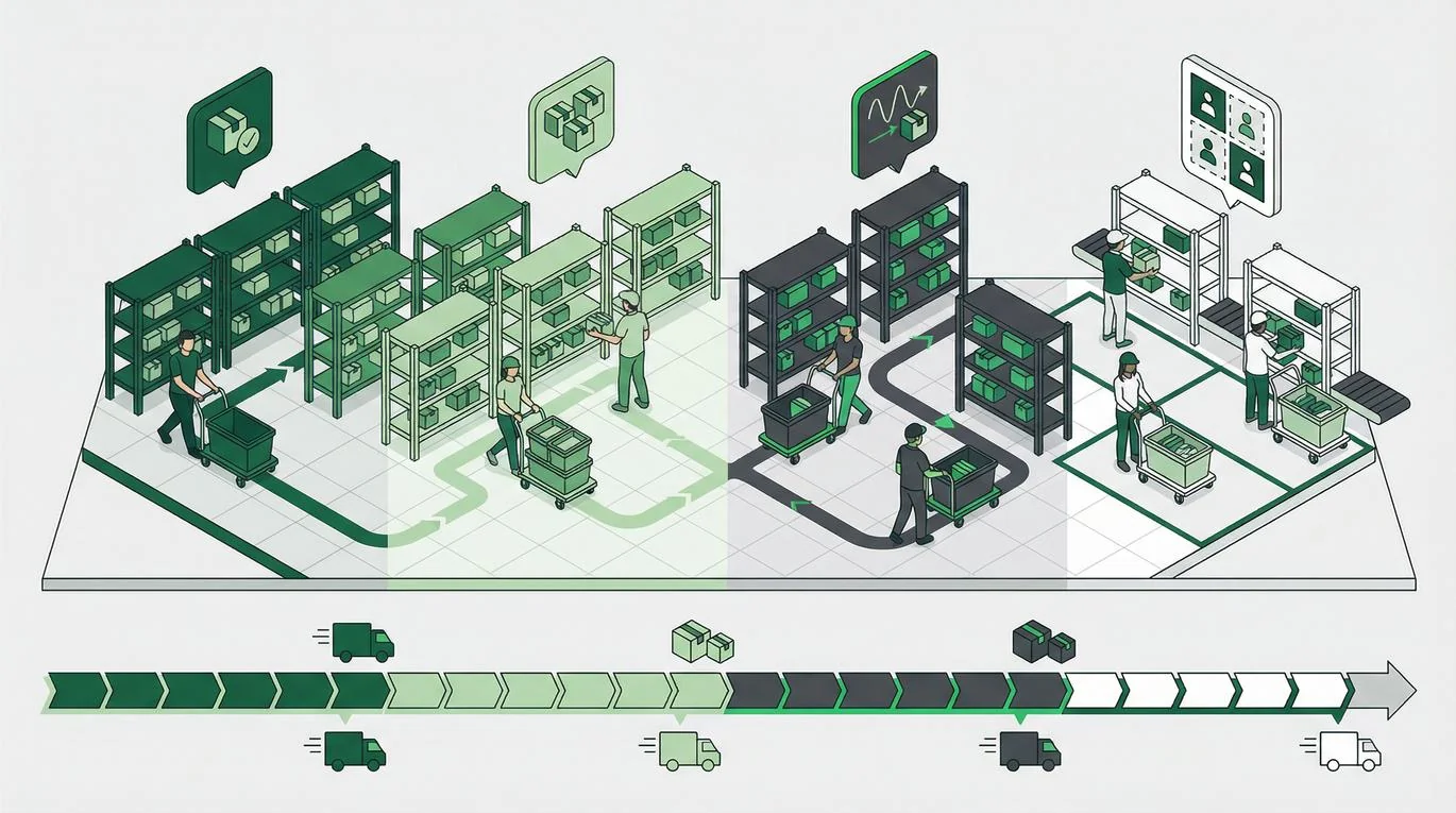 Warehouse supply chain workflow diagram