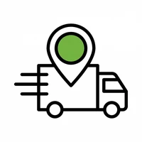 a truck in motion with a location icon above